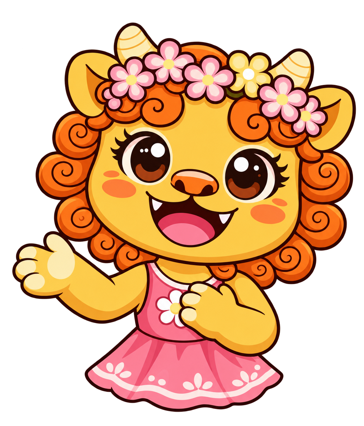 笑顔で手を差し伸べるキャラクター